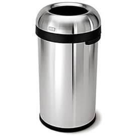 Simplehuman Steel Stainless Bullet Open Top Trash Can, 16 Gallon