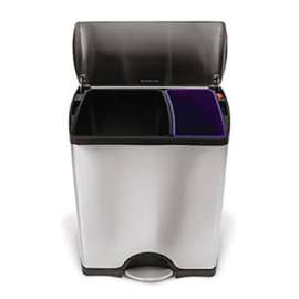 simplehuman Recycling Can, 12 Gallon, Brushed Stainless