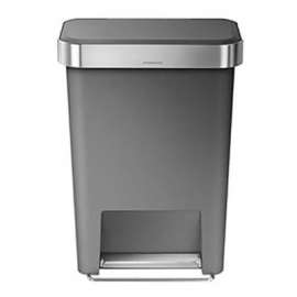 simplehuman CW1386 Rectangular Plastic Step Can - 12 Gallon Gray