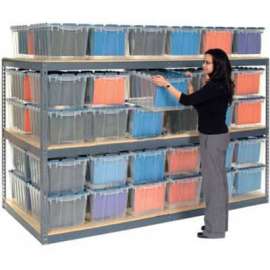 Global Industrial Record Storage Rack 48"W x 24"D x 84"H With Polyethylene File Boxes - Gray