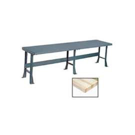 Global Industrial Production Workbench w/ Maple Square Edge Top, 96"W x 30"D, Gray