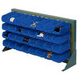 Global Industrial Louvered Bench Rack w/ 16(B), 6(G) Blue Bins, 36"W x 15"D x 20"H