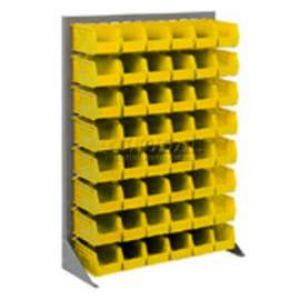 Global Industrial Louvered Bin Rack w/ 32(B), 8(E), 2(H) Yellow Bins, 36"W x 15"D x 50"H
