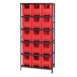 Quantum QSBU-600 Shelving With 15 Giant Hopper Bins Red, 36x18x75