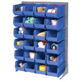 Global Industrial Singled Sided Louvered Bin Rack 35 x 15 x 50 - 58 Blue Premium Stacking Bins