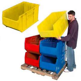 Quantum Plastic Hulk Stacking Bin, 16-1/2"W x 36"D x 17-1/2"H, Yellow