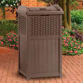 Suncast Resin Wicker Trash Hideaway, Java