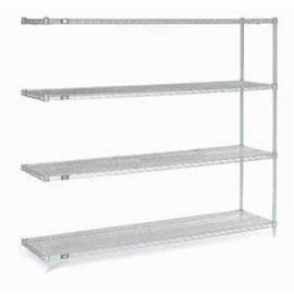 Nexel Stainless Steel, 4 Tier, Wire Shelving Add-On Unit, 60"W x 24"D x 86"H
