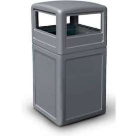 PolyTec  Square Waste Container with Dome Lid, Gray, 42-Gallon