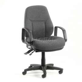 Interion Task Chair With Mid Back & Fixed Arms, Fabric, Gray