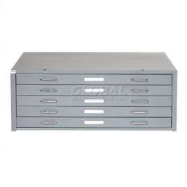 Interion - Blueprint Flat File Cabinet 5 Drawer - 54W Gray