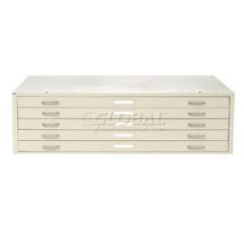 Interion - Blueprint Flat File Cabinet 5 Drawer - 41W Putty