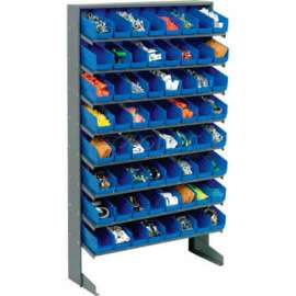 Global Industrial 8 Shelf Floor Pick Rack - 64 Blue Plastic Shelf Bins 4 Inch Wide 33x12x61