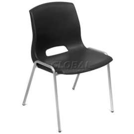Interion Merion Collection Stacking Chair, Plastic, Black