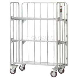 Global Industrial Folding Truck w/Slat Shelves, 2000 lb. Capacity, 48"L x 26"W x 68"H, Silver