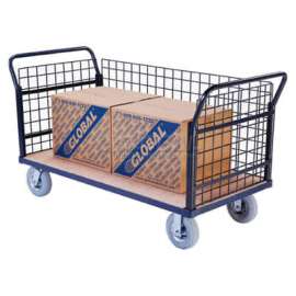 Global Industrial Euro Truck With 3 Wire Sides & Wood Deck 60 x 30 1200 Lb. Capacity