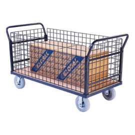 Global Industrial Euro Truck With 4 Wire Sides & Wood Deck 60 x 30 1200 Lb. Capacity