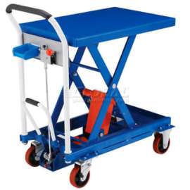 Global Industrial Mobile Scissor Lift Table with Hook-on Bin - 660 Lb. Cap. - 29 x 19 Platform