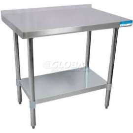BK Resources Workbench W/Undershelf, 18 Ga. 430 Stainless, 1-1/2" Backsplash, Galv. Shelf, 36"Wx24"D