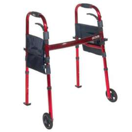 Deluxe Portable Folding Travel Walker with 5" Wheels and Fold Up Legs