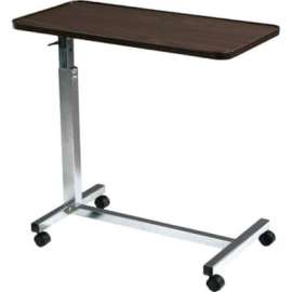 Deluxe Tilt Top Overbed Table, 30"W x 15"L Tabletop, 29.5"- 46" Height, Chrome Plated Base