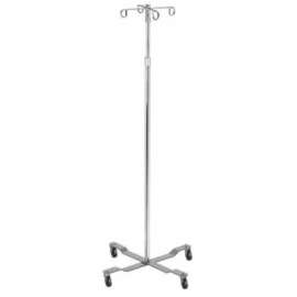Drive Medical 13029 Economy Removable Top IV Pole, Chrome Plated Steel, 4 Hook, 40"- 82" Height