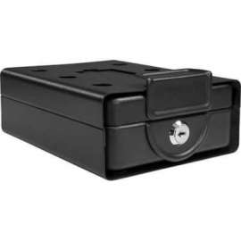 Barska Key Lock Compact Safe AX11812 with Mounting Sleeve, 7-29/32"W x 6-1/4"D x 2-3/4"H, Black