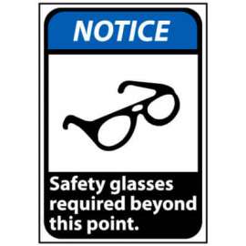 Notice Sign 14x10 Vinyl - Safety Glasses Required Beyond This Point