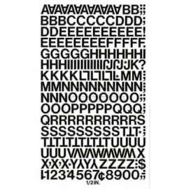 Chartpak Vinyl Letters & Numbers, CHA01010, 1/2"H, Black, Helvetica Font, 201 Pcs