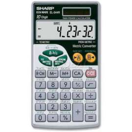 Sharp 10-Digit Scientific Calculator, EL344RB, W/Wallet, 2-3/4" X 4-7/8" X 1/4", Silver