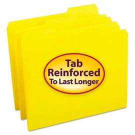 Smead File Folders, 1/3 Cut, Reinforced Top Tab, Letter, Yellow, 100/Box