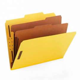 Smead Pressboard Classification Folders, Letter, Six-Section, Yellow, 10/Box