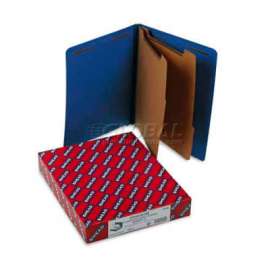 Smead Pressboard End Tab Classification Folders, Letter, Six-Section, Dark Blue, 10/Bx