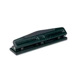 Universal 12-Sheet Deluxe Two- and Three-Hole Adjustable Punch, 9/32" Holes, Black