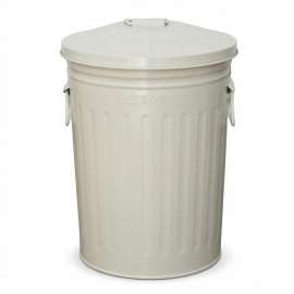 Plexon 2 Gallon Small Metal Trash Can with Lid Bathroom Garbage Can with Lid Bathroom Trash Can for Bedroom Office Kitchen Indoor Waste Basket, Round Powder Coated Off-White Bucket