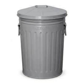 Plexon 2 Gallon Small Metal Trash Can with Lid Bathroom Garbage Can with Lid Bathroom Trash Can for Bedroom Office Kitchen Indoor Waste Basket, Round Powder Coated Gray Bucket