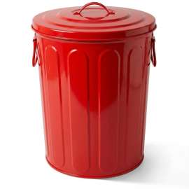 Plexon 5 Gallon Small Metal Trash Can with Lid Outdoor Galvanized Steel Bucket with Lid 5 Gal Storage Can for Dog Food Bird Seed Storage Container Rodent Pet Proof, Red