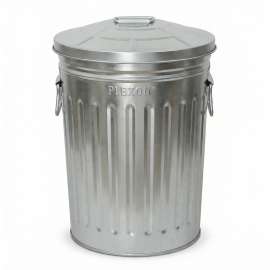 Plexon 2 Gallon Small Metal Trash Can with Lid Bathroom Garbage Can with Lid Round Galvanized Steel Waste Basket for Bedroom Office Kitchen Indoor Metal Basket