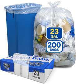 29'' x 44'' Trash Bags for Slim Rectangular Containers, Clear, 200/Case, 60 Cases/Pallet