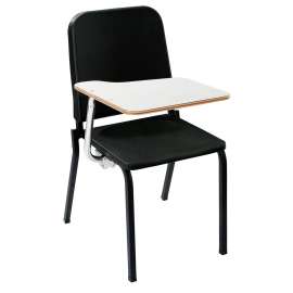 NPS - 8200 Series Black Plastic 18" Music Stack Chair with Right Tablet Arm & Black Steel Frame
