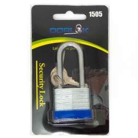 1-1/4" (30mm) Long Shackle Laminated Padlock, Brass Cylinder with 2 Keys