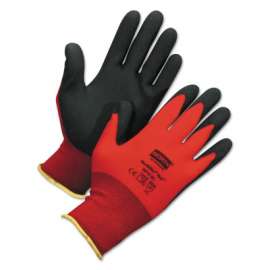 NorthFlex Red NF11 Foam PVC Fingers/Palm Coated Gloves, Large, Red