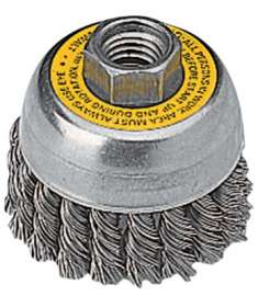 Cup Brush, Knotted, 3 in, 5/8 in to 11, 0.014 ga, 14,000 RPM