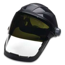 QUAD 500 Premium Multi-Purpose Face Shield, Ratcheting, AF/Clear/Shade 5 IR, 9 in H x 12-1/4 in W