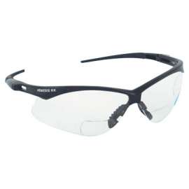 V60 Nemesis Rx Readers Prescription Safety Glasses, Clear, Polycarbonate Scratch-Resistant Lens, Black Frame/Temples, +1.5