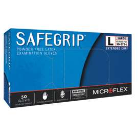 SafeGrip® SG-375 Examination Gloves, Large, Natural Rubber Latex, Blue