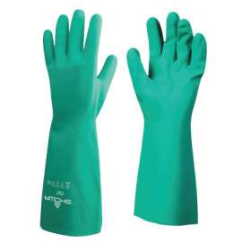 Nitrile Disposable Gloves, Gauntlet Cuff, Unlined Lined, Size 7/Small, Green