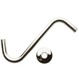 Plumb Pak PP825-19 Shower Arm with Flange, 1/2 in Connection, MIP, 8 in L, Brass, Chrome Plated, S