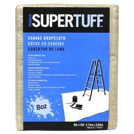 Trimaco SUPERTUFF 58901 Drop Cloth, 12 ft L, 9 ft W, Canvas, Tan