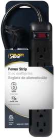 PowerZone OR922009 Outlet Strip, Right Angle Plug, 6 -Socket, 15 A, 125 V